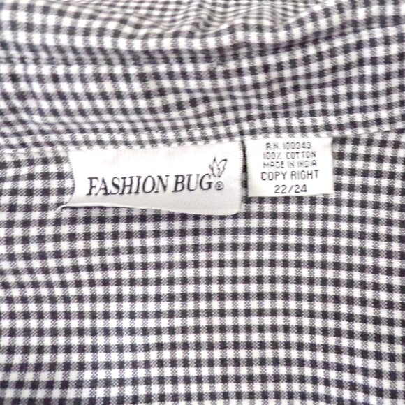 Fashion Bug Embroidered Top Women 22/24 Black White Floral Button Up Slits - Picture 2 of 11